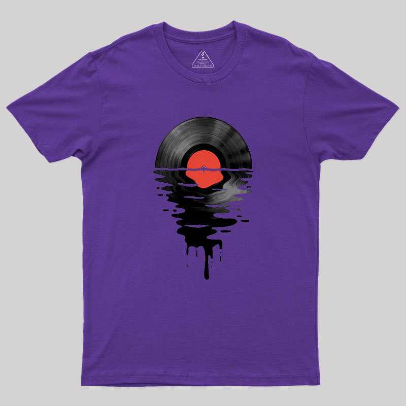 Vinyl LP Music Record Sunset Red Geek T-Shirt