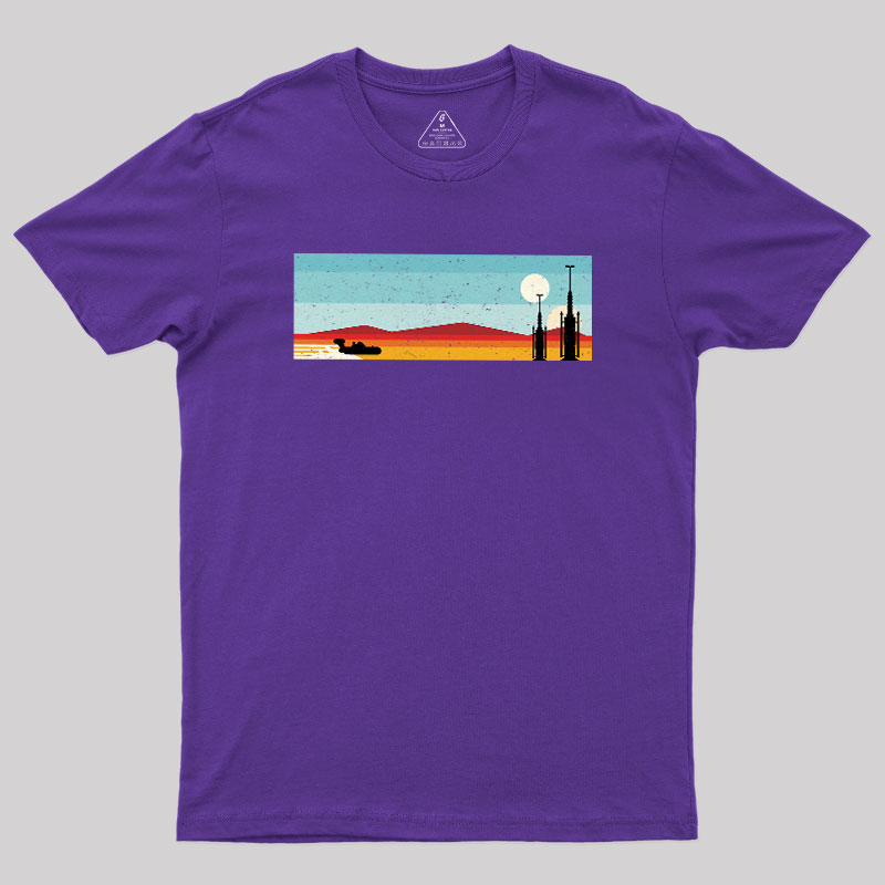 Desert Sunset Rocket Silhouette Geek T-Shirt