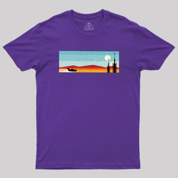 Desert Sunset Rocket Silhouette Geek T-Shirt