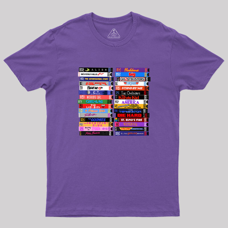 Retro 80s Movies VHS Stacks Geek T-Shirt