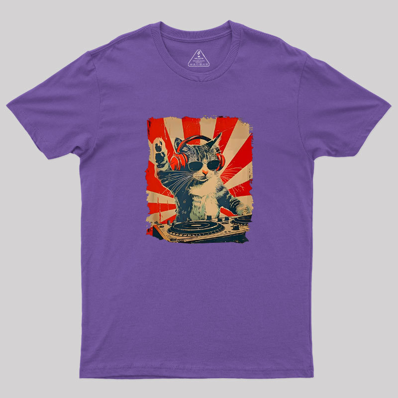 Rock Music Cat Vintage Geek T-Shirt