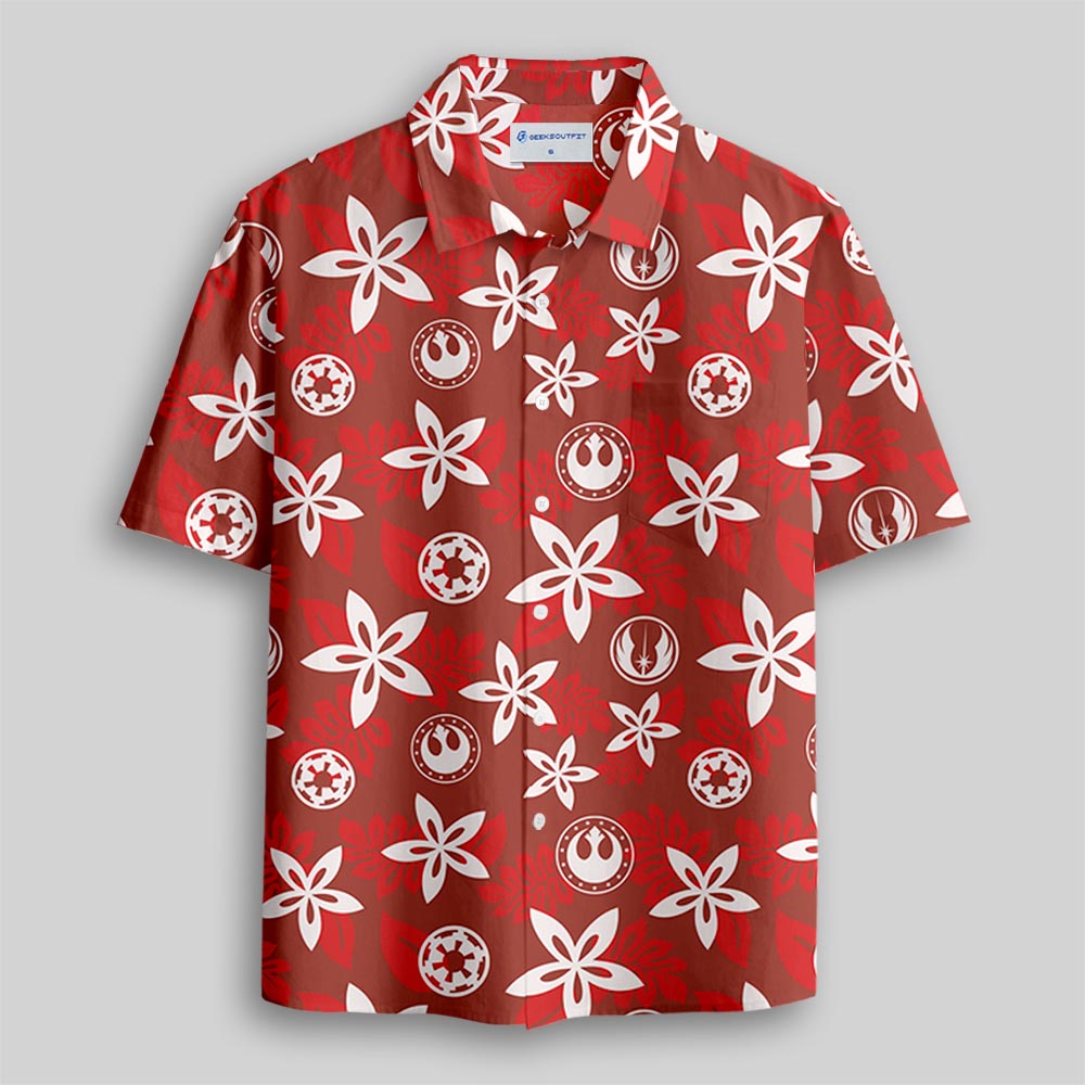 Rebel and Empire Red Hawaii Button Up Pocket Shirt