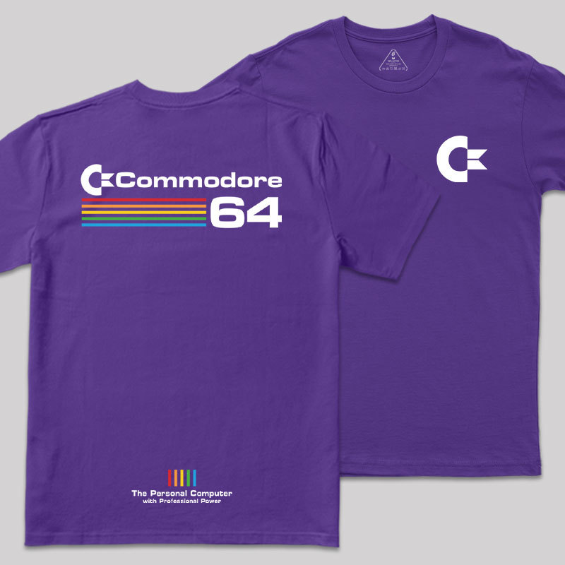 Commodore 64 White Front and Back Printing Geek T-Shirt