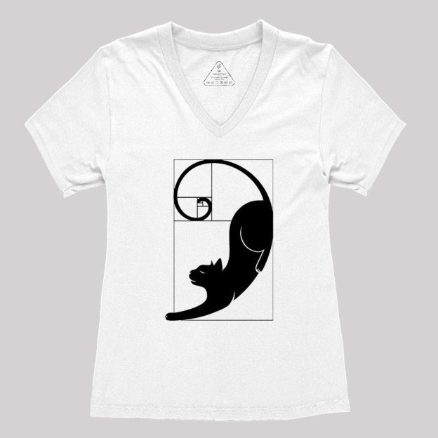 Fibonacci Kitty Women's V-Neck T-shirt