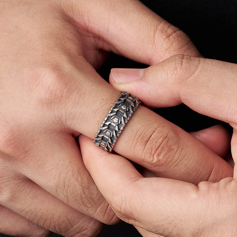 Horizon Technology Geek Silver Band Ring