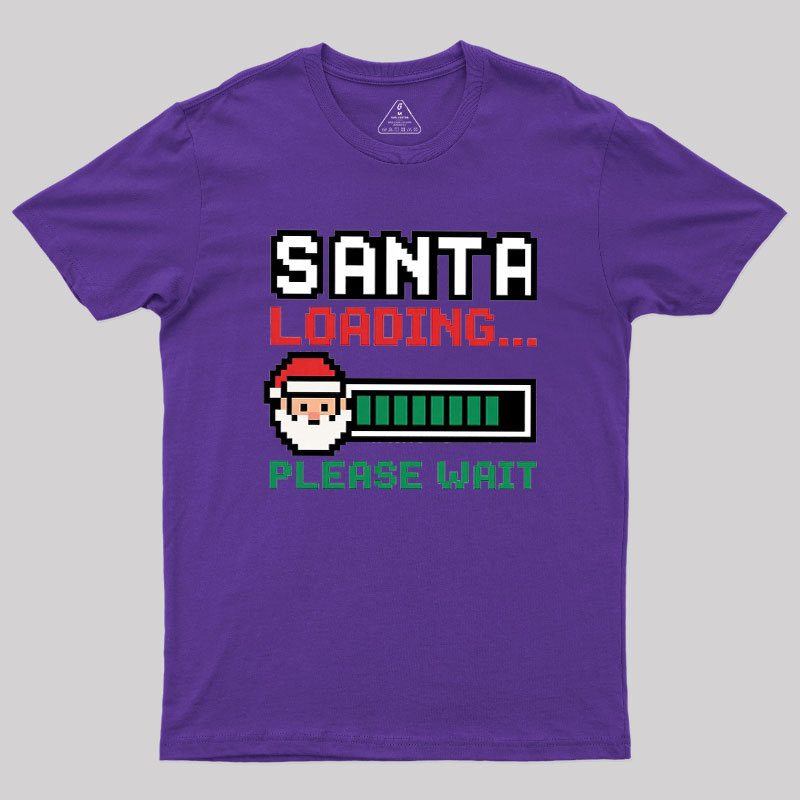 Santa Loading Pixel Design Geek T-Shirt