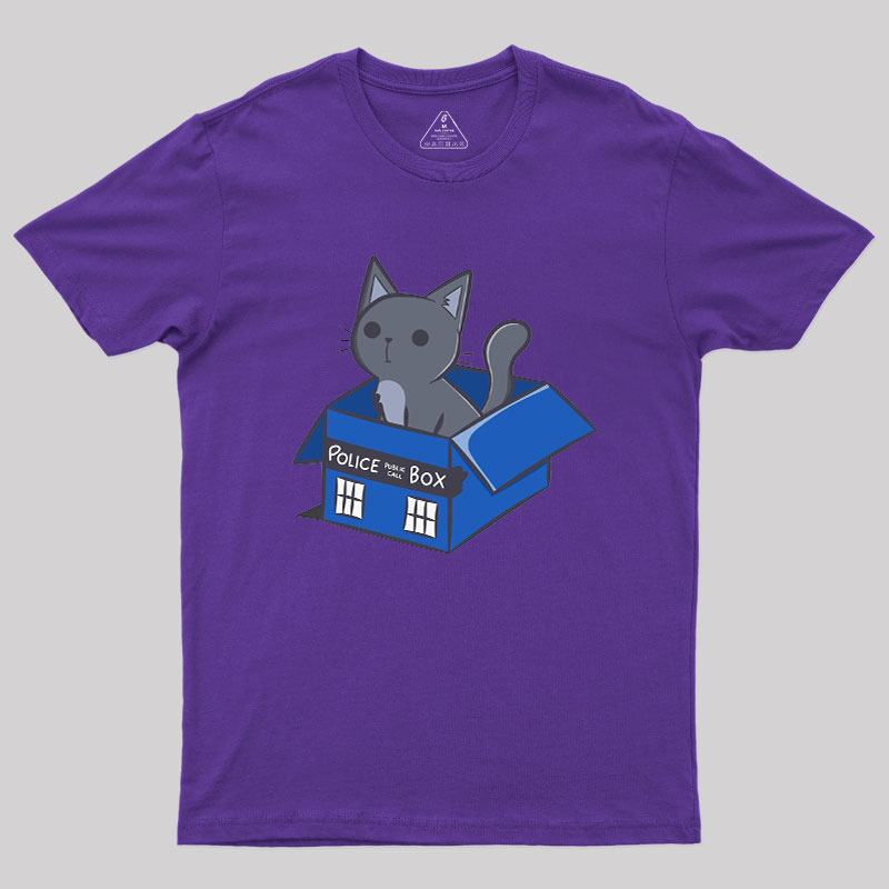 Cat In a Blue Box Geek T-Shirt