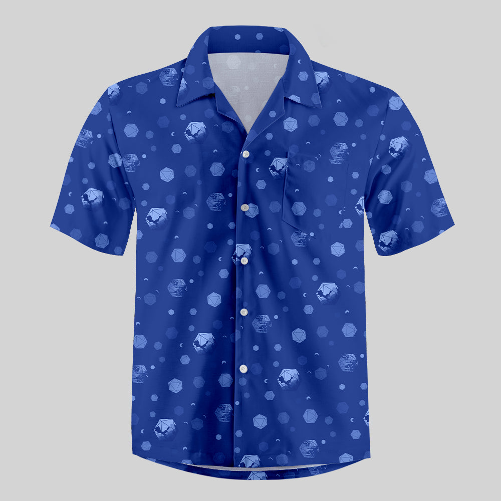 DND Moon and Colorful Dice Button Up Pocket Shirt