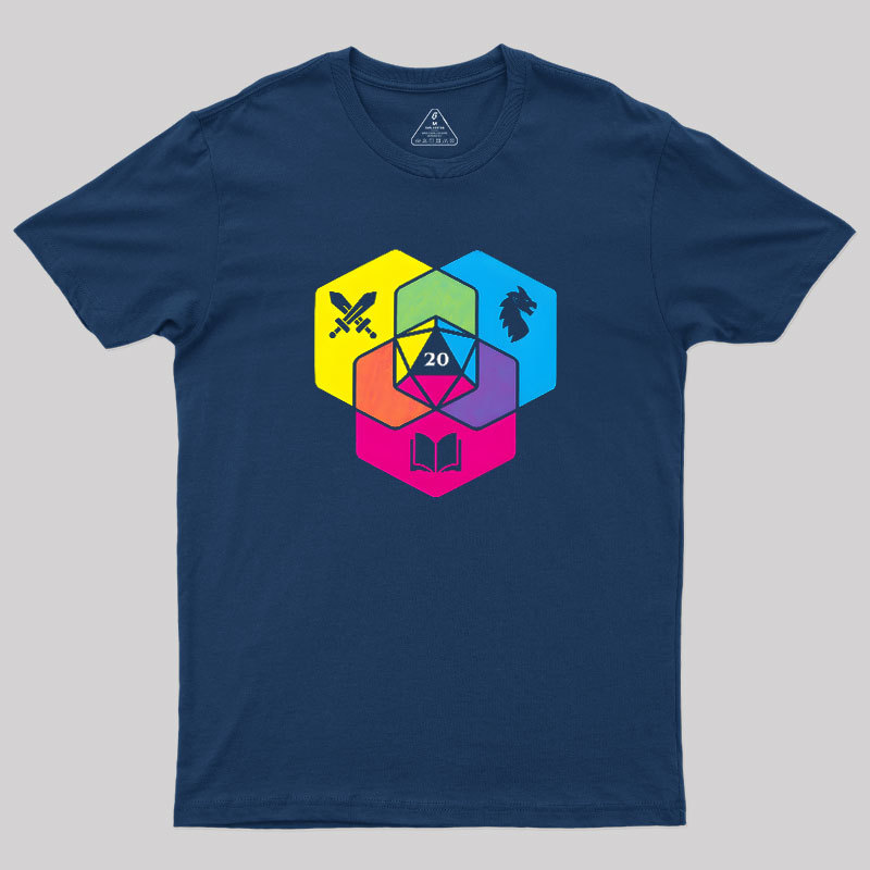 RPG CMYK Dice Venn Diagram Geek T-Shirt