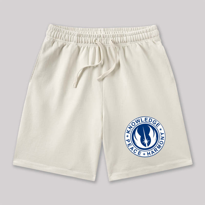 Peace Harmrmony Knowledge Geeky Washed Shorts