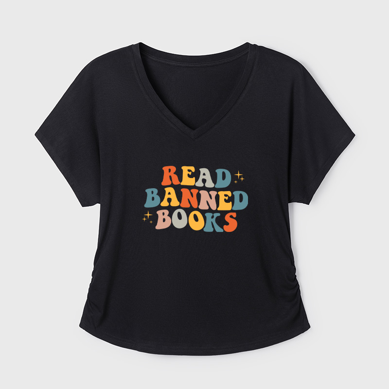 Read Banned Books Geek Dolman Sleeve V-Neck Shirt