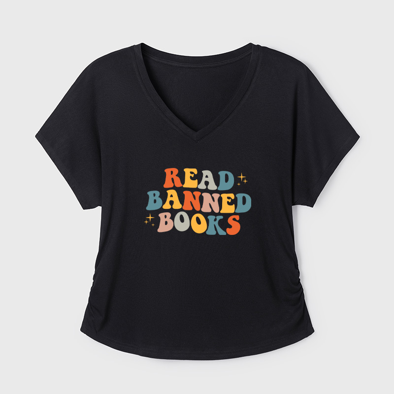 Read Banned Books Geek Dolman Sleeve V-Neck Shirt