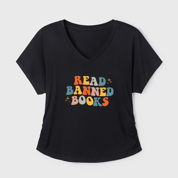 Read Banned Books Geek Dolman Sleeve V-Neck Shirt