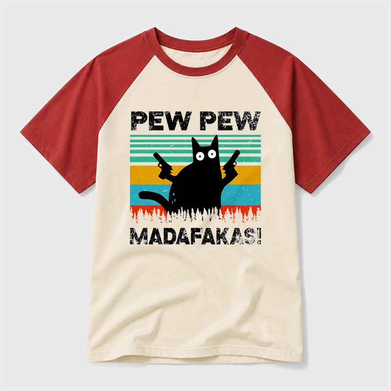 Pew Pew Madafakas Geek Retro Raglan T-Shirt