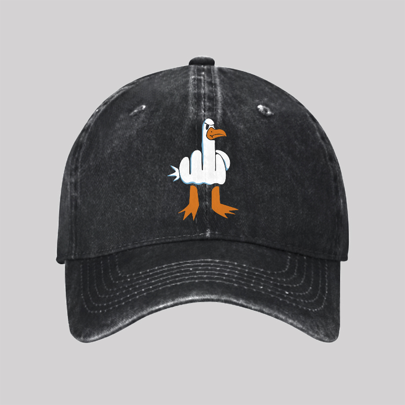 Rude Seagull Design Funny Washed Vintage Baseball Cap