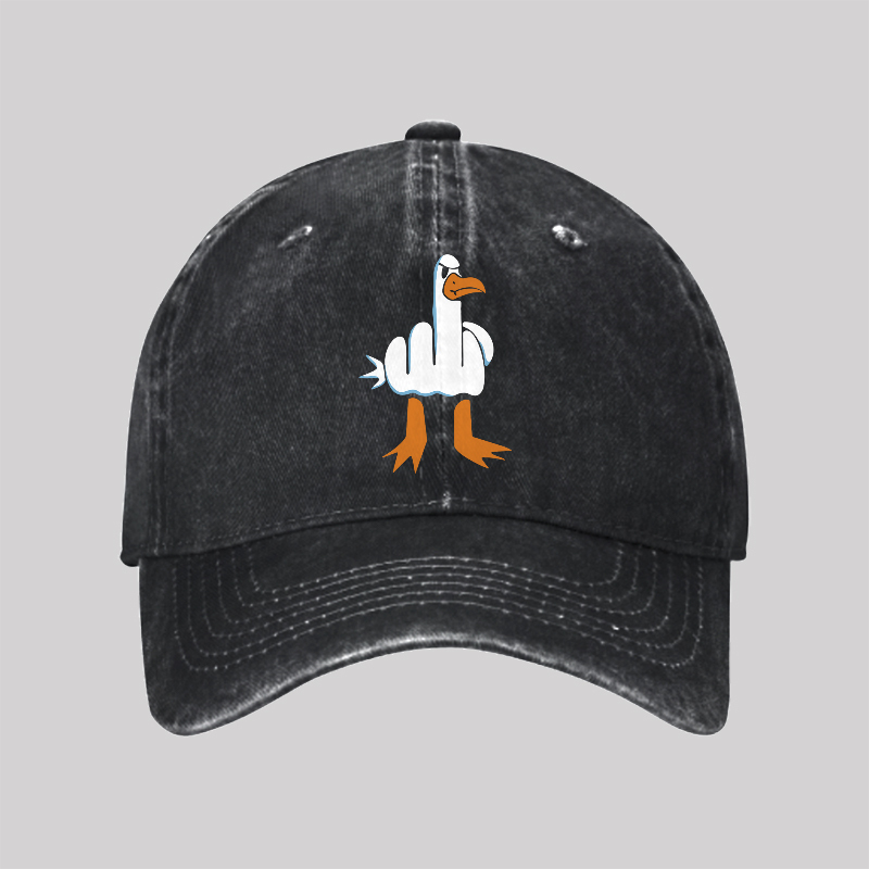 Rude Seagull Design Funny Washed Vintage Baseball Cap