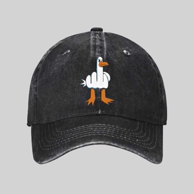Rude Seagull Design Funny Washed Vintage Baseball Cap