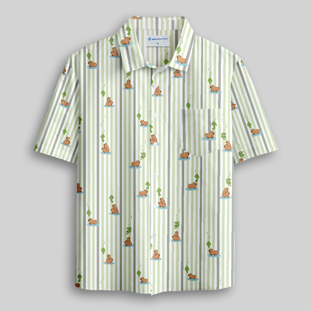 Capybara Snack Lure Button Up Pocket Shirt