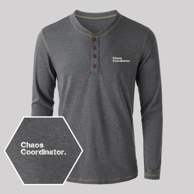 Chaos Coordinator Embroidered Long Sleeve Henley Shirts