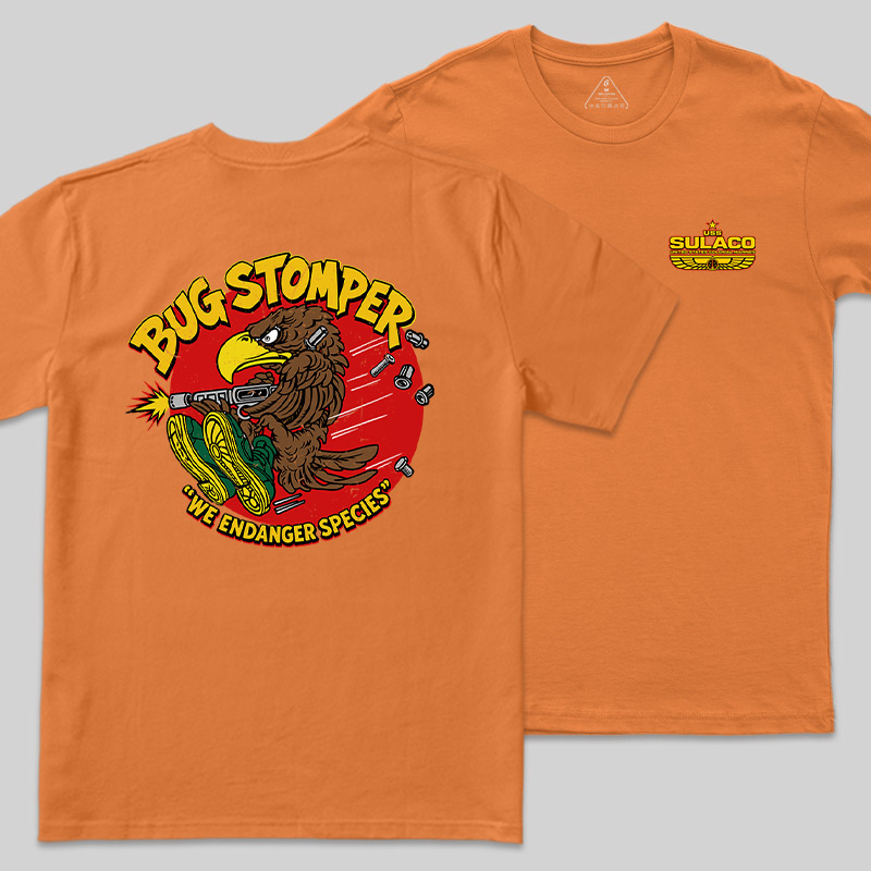 Bug Stomper Alien Front and Back Printed Geek T-Shirt