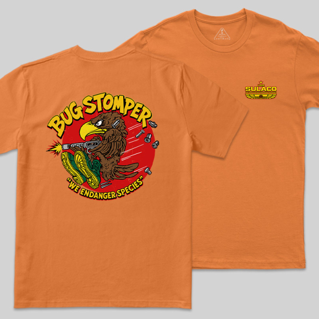 Bug Stomper Alien Front and Back Printed Geek T-Shirt