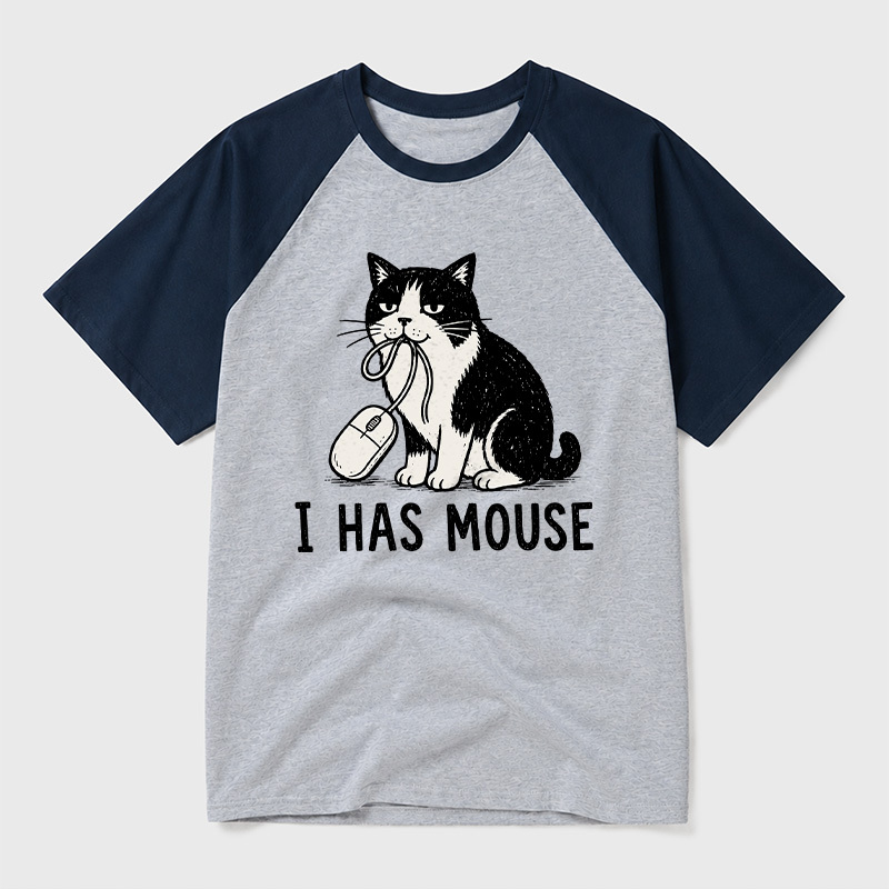 I Has Mouse Geek Retro Raglan T-Shirt