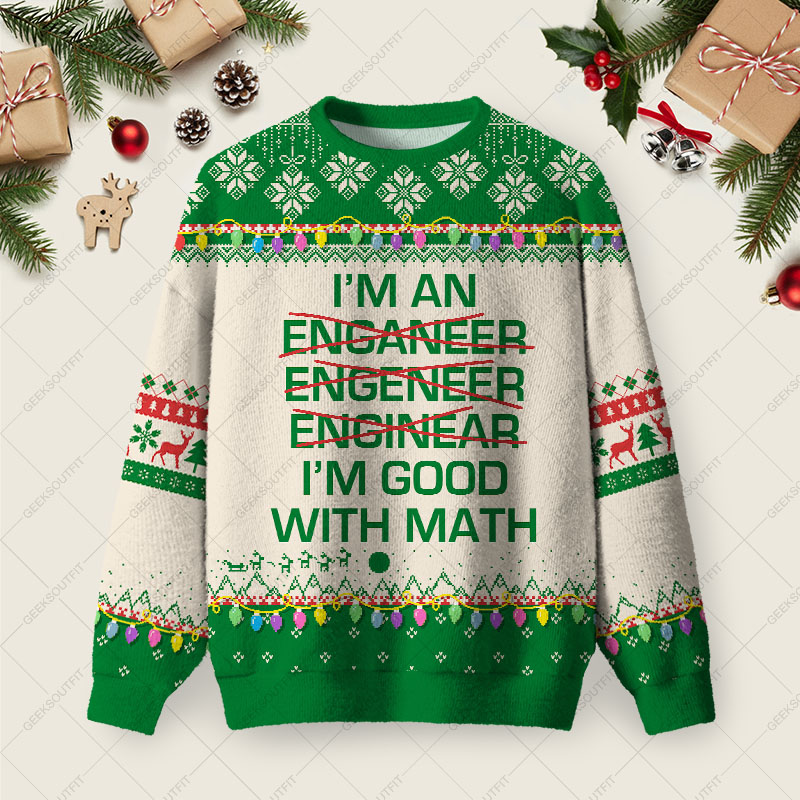 Geeksoutfit I Am Good With Math Ugly Christmas Fuzzy Fleece