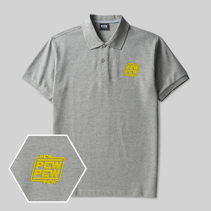 Pew Pew Geek Embroidered Polo Shirts
