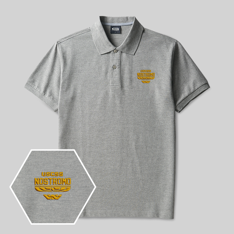 Alien Space Freighter Geek Embroidered Polo Shirts