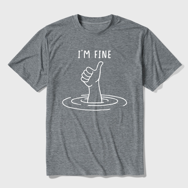 I'm Fine Like Hand Thumbs Up On Water Surface Ultra Soft Heather Tee