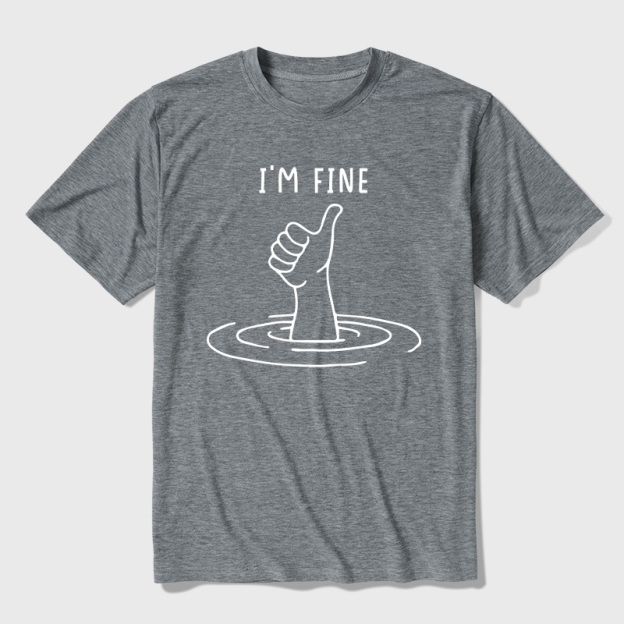 I'm Fine Like Hand Thumbs Up On Water Surface Ultra Soft Heather Tee