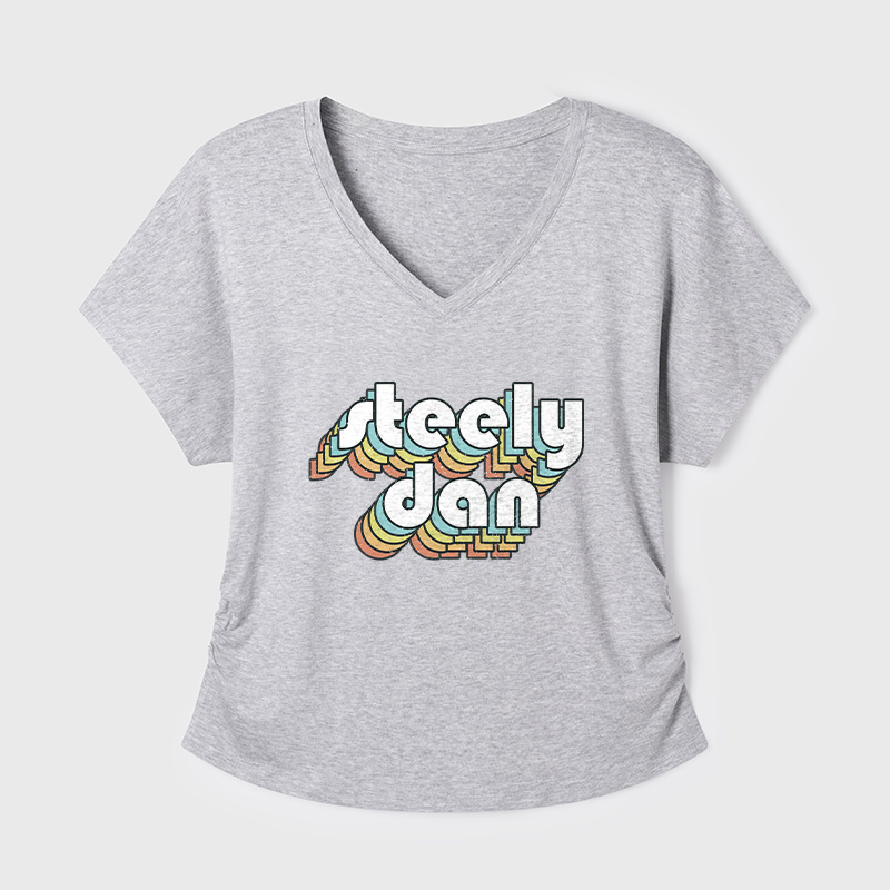 Steely Dan Retro Faded-Style Geek Dolman Sleeve V-Neck Shirt
