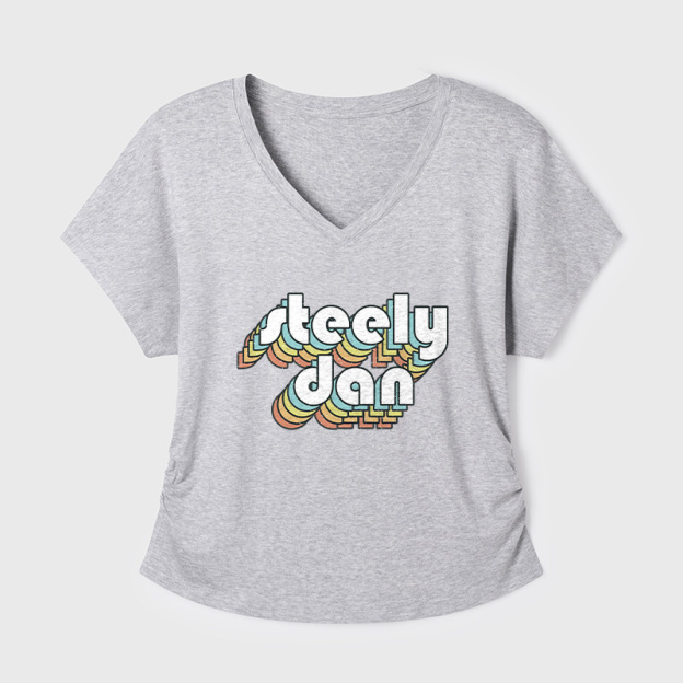 Steely Dan Retro Faded-Style Geek Dolman Sleeve V-Neck Shirt