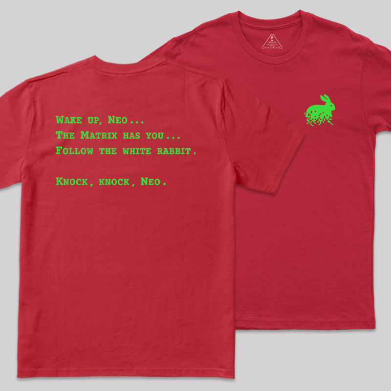 Green Code Front and Back Printed Geek T-Shirt