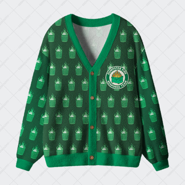 Dumpster Fire Response Team Geek Ugly Cardigan Sweaters 