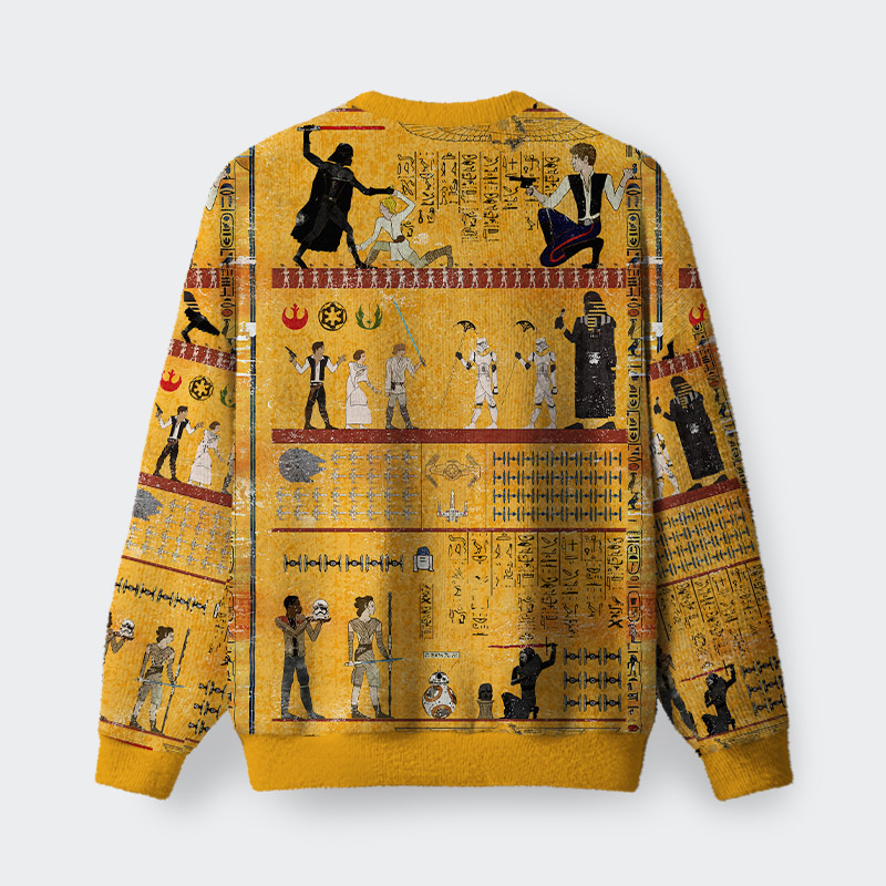 Dark Warrior Ancient Egypt Mural Fuzzy Fleece Sweatshirt