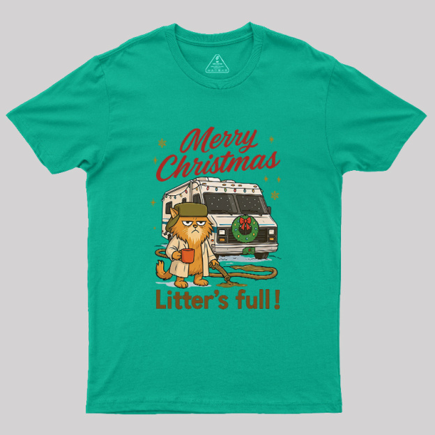 Merry Christmas Litter’s Full Funny Cat Geek T-Shirt