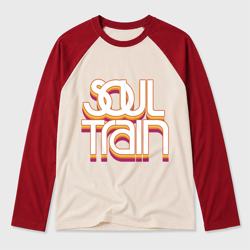 Vintage Soul Train Geek Retro Raglan Long-Sleeve Tee