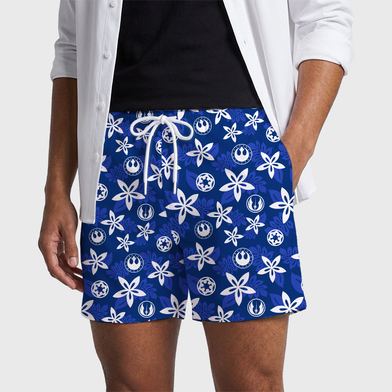 Rebel and Empire Blue Hawaii Geek Hawaiian Swim Trunks