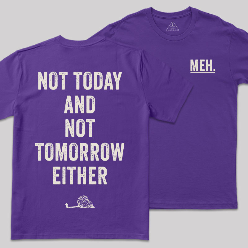 MEH Not Today Front and Back Printing Geek T-Shirt