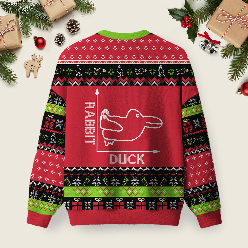 Rabbit or Duck Funny Red Ugly Christmas Sweater Sweatshirt