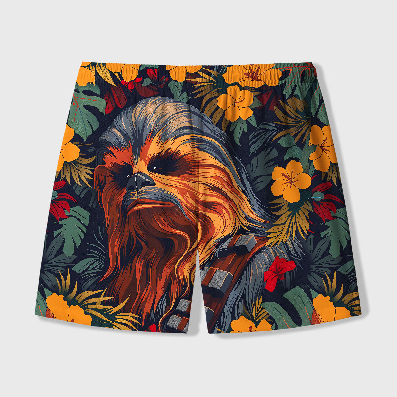 Chewie Flowers and Trees From Geek Hawaiian Swim Trunks