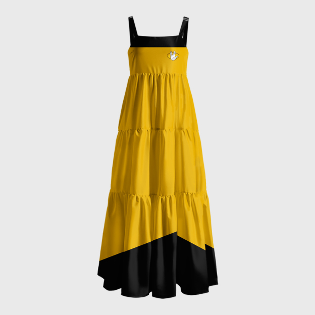 Gold Live Long & Prosper Sci-Fi Fleet Geek Tiered Cami Maxi Dress