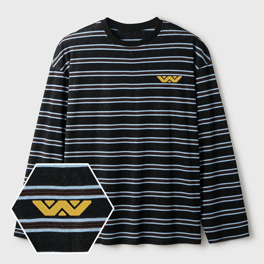 Weyland Corp Lycra Striped Embroidered Long-Sleeve Shirts