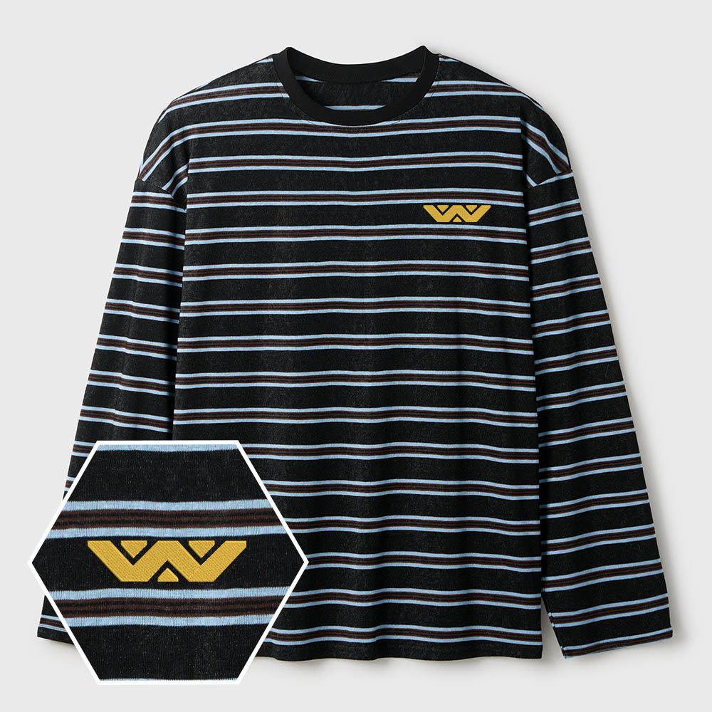 Weyland Corp Lycra Striped Embroidered Long-Sleeve Shirts