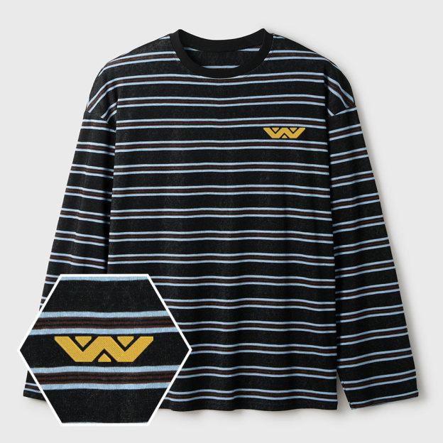 Weyland Corp Lycra Striped Embroidered Long-Sleeve Shirts