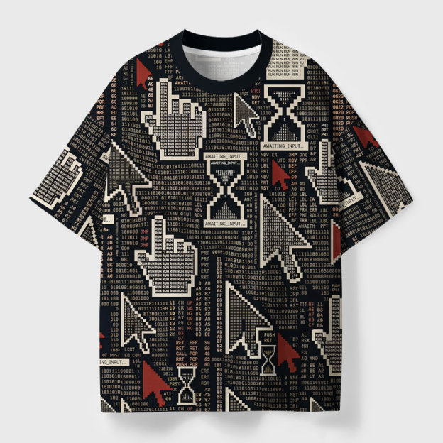 Awaiting Input Geek Eco Oversized Graphic Tees