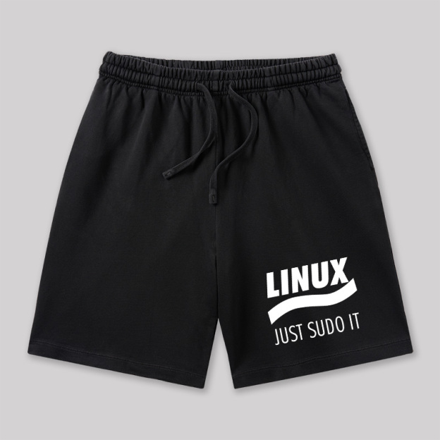Linux Just Sudo It Geeky Washed Shorts