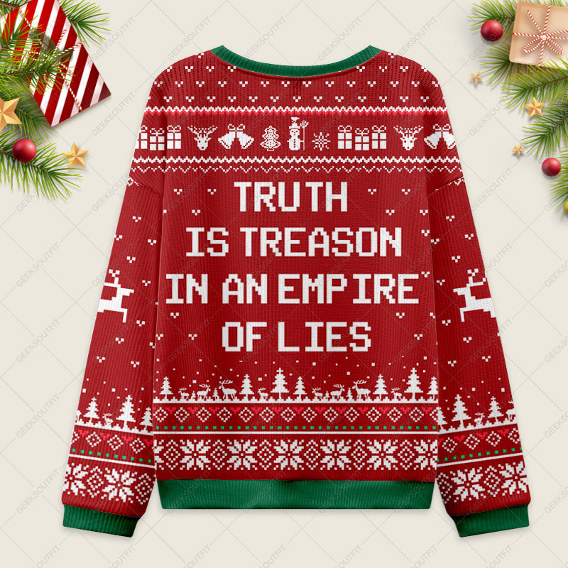 Truth Is Treason Ugly Christmas Fuzzy Fleece Sweatshirt