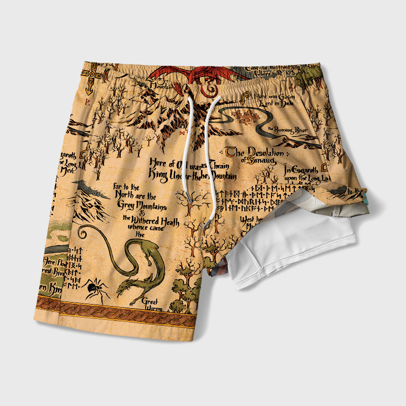 Medieval Science Fiction Map Geek Hawaiian Swim Trunks